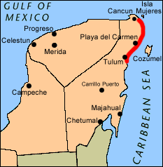 maya riviera map mexico