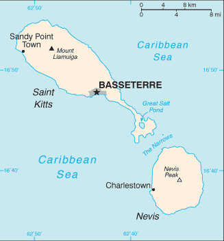 map of st kitts and nevis