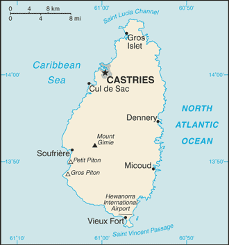 map of st lucia