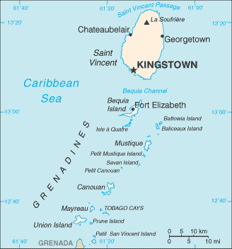 st vincent and the grenadines map