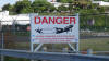 Jet blast sign at Maho Beach in St. Maarten, cruise port of call and cruise destination