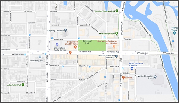 centennial park map venice fl